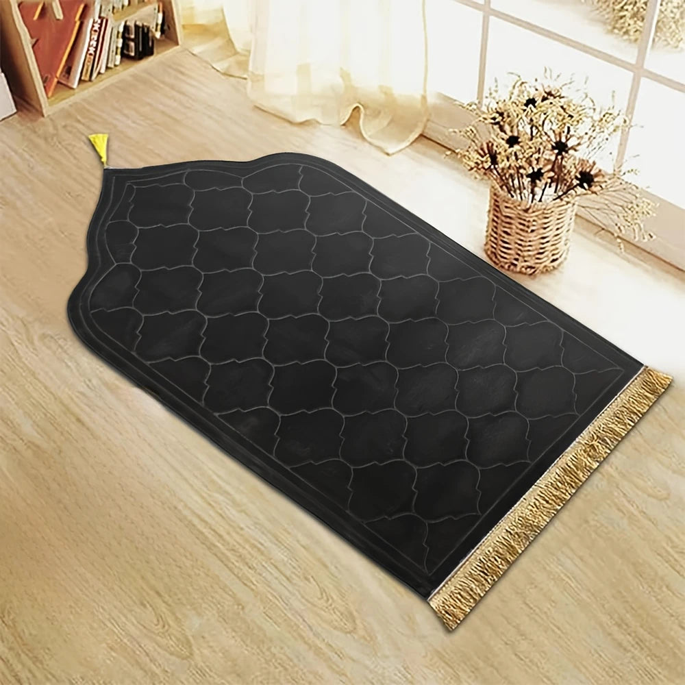Thickened Printed Prayer Mat Plush with Tassel Flannel Irregular Prayer Mat