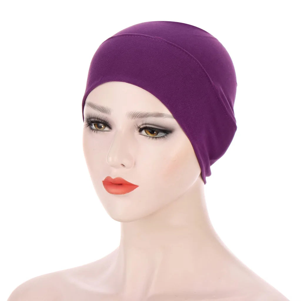 Women Plain Stretch Underscarf Cap Muslim Inner Hijab Caps Islamic Headband Turban Bonnet Musulman Femme Ready to Wear Hijabs