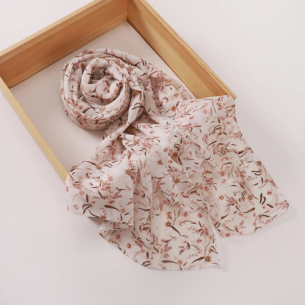 Print Chiffon Hijab Women Heavy Chiffon Bubble Scarf Leopard Popular Headscarf Wraps Bufanda Tudung Bawal