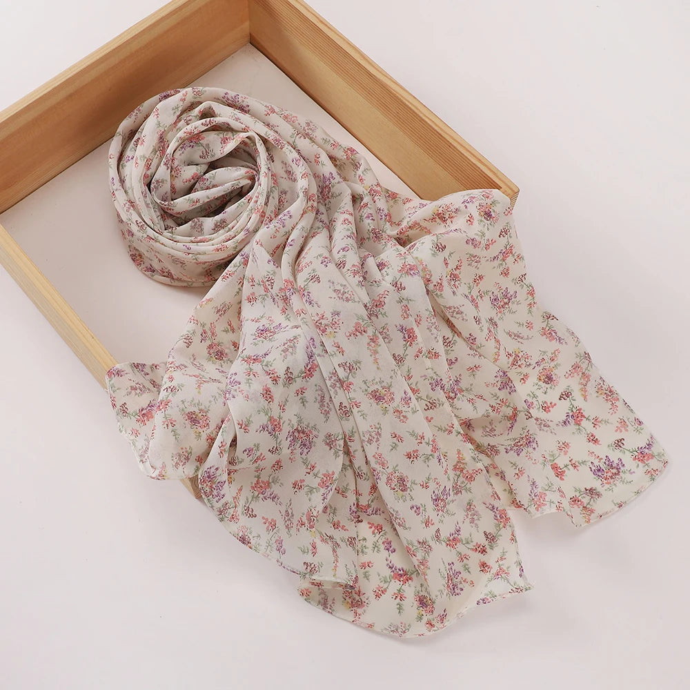 Print Chiffon Hijab Women Heavy Chiffon Bubble Scarf Leopard Popular Headscarf Wraps Bufanda Tudung Bawal