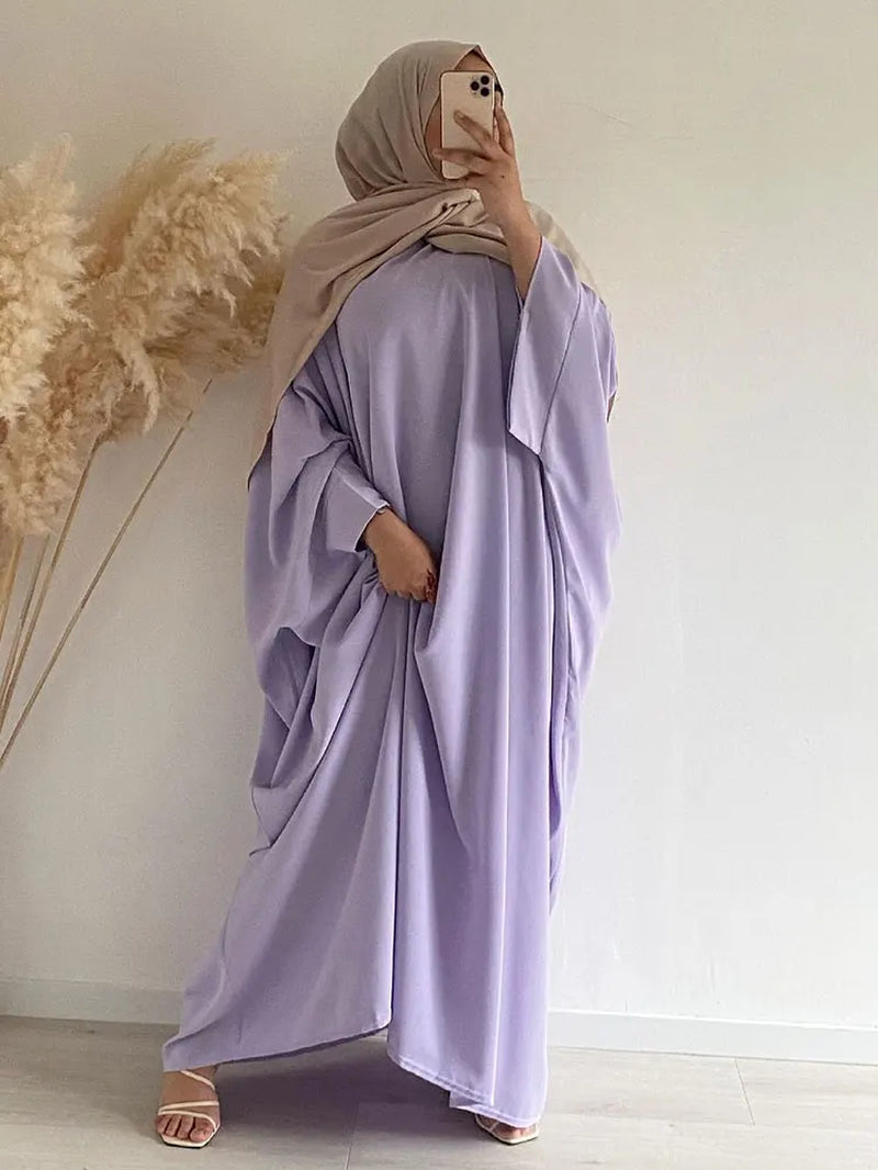 Plain Abaya Batwing Sleeve Islamic Clothing Prayer Long Dress Women Hijab Robe African Dresses Muslim Dubai Modest Abaya Ramadan
