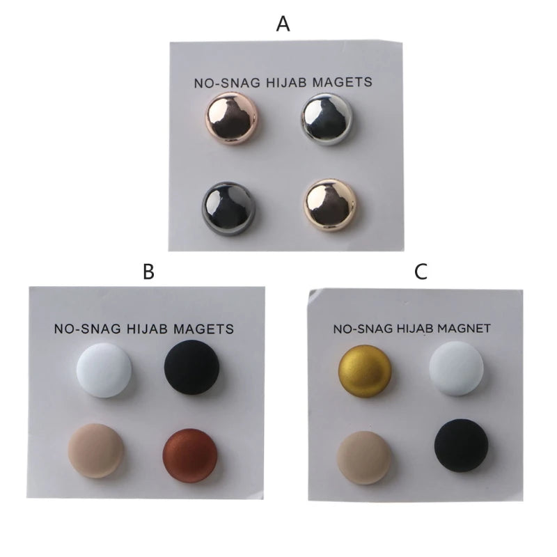 R2LE 4Pcs Safe Hijab Brooch Strong Metal Plating Magnetic Hijab Clip Luxury Accessory No Hole Pins Magnet Brooches