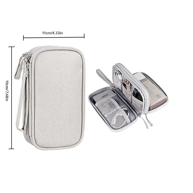 1Pc Pink/Grey/Black/Navy Travel Portable Digital Product Storage Bag USB Data Cable Organizer Headset Charging Treasure Box Bag