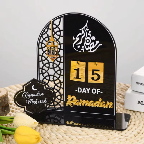 Acrylic Ramadan Countdown Calendar Gifts Day of Ramadan Calendar with Replacing Number 2026 Eid Mubarak Home Decoration Ornament