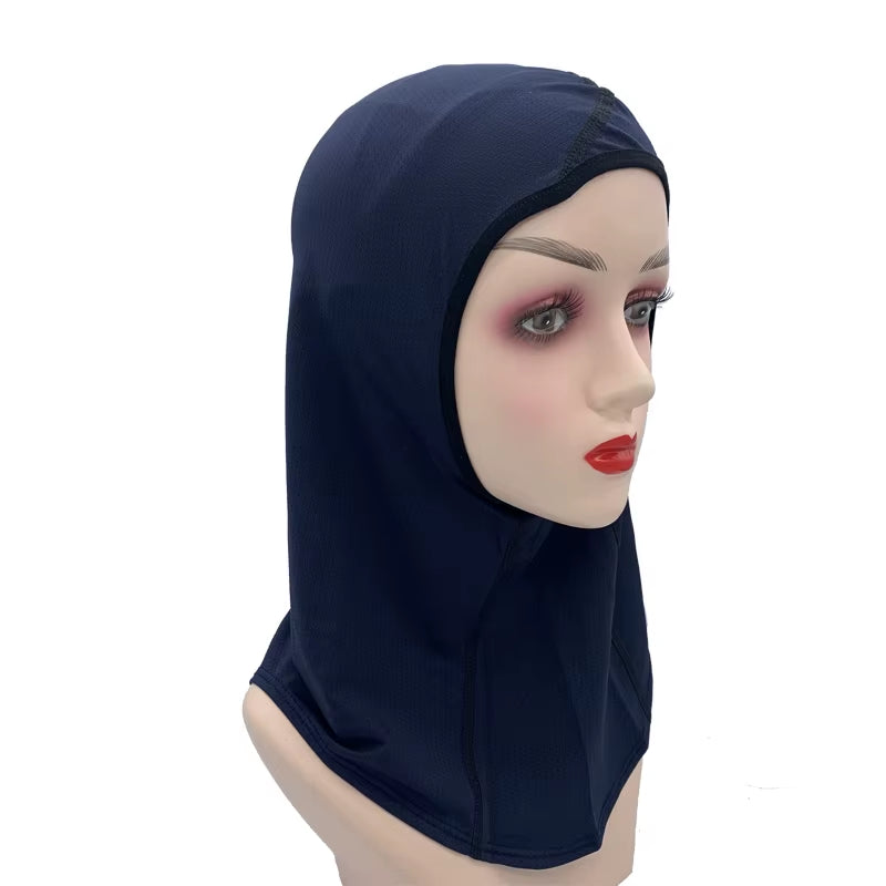 Women'S Sports Hijab Scarf One-Piece Mesh Jersey Muslim Headscarf Islamic Turban Caps Breathable Stretchy Non-Slip Workout Hijab