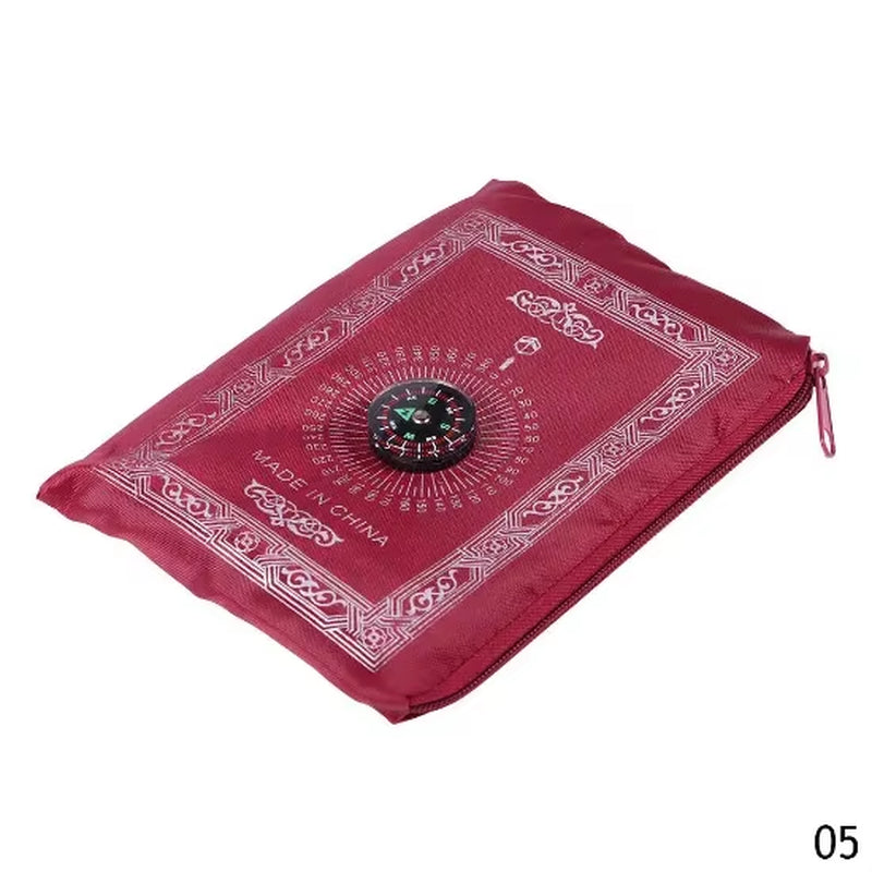 100X60Cm Useful Portable Prayer Rug with Compass Kneeling Poly Mat for Muslim Islam Waterproof Prayer Mat Carpet with Bag