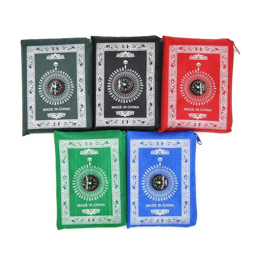 100X60Cm Useful Portable Prayer Rug with Compass Kneeling Poly Mat for Muslim Islam Waterproof Prayer Mat Carpet with Bag