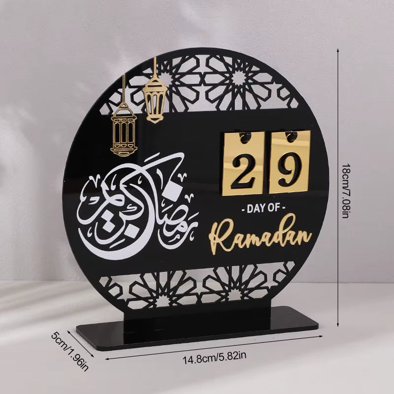 Acrylic Ramadan Countdown Calendar Gifts Day of Ramadan Calendar with Replacing Number 2026 Eid Mubarak Home Decoration Ornament