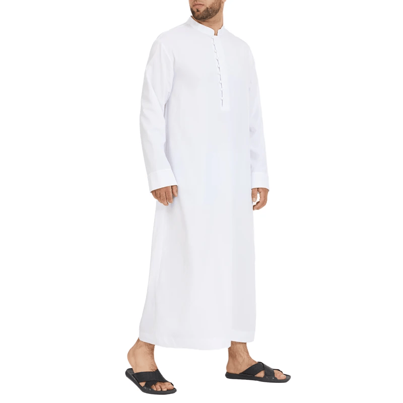 Men’s Jubba Thobe – Classic Long Sleeve Islamic Robe with Stand Collar (S-5XL)
