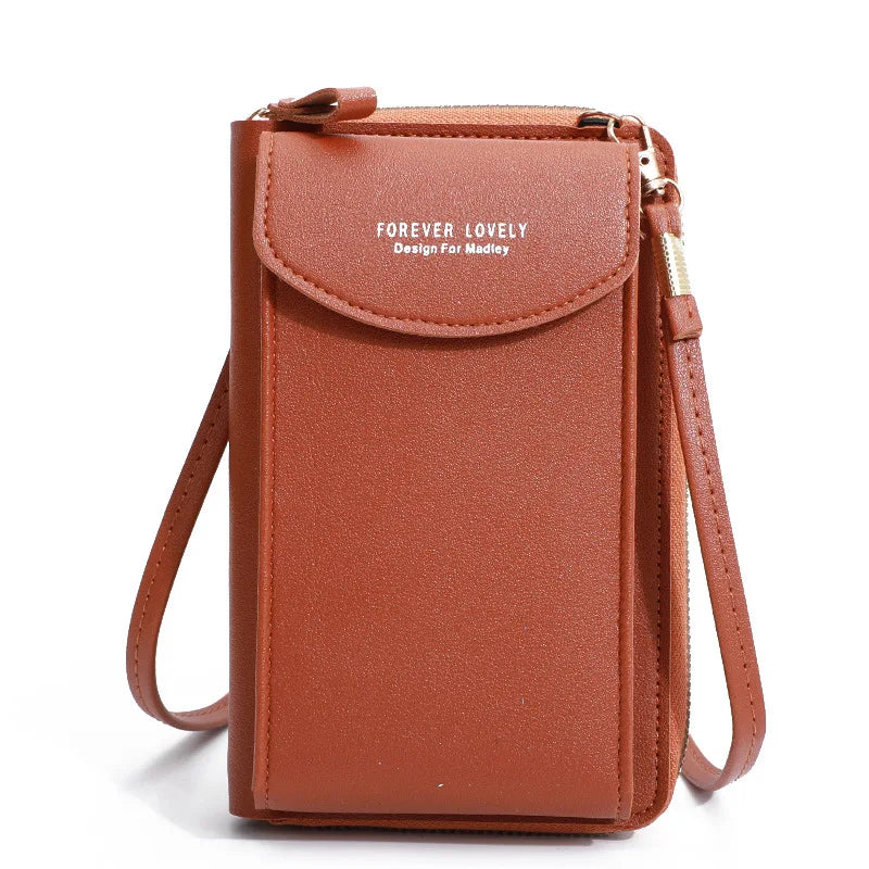 Women'S Wallet Shoulder Mini Leather Bags Straps Mobile Phone Big Card Holders Wallet Handbag Money Pockets Girls Small Bags Sac