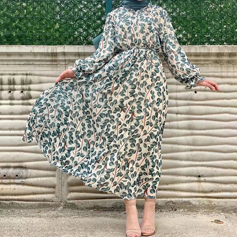 Summer Abaya Dubai Luxury Muslim Woman Dresses Chiffon Ramadan African Elegant Dresses(Not Contain Hijab)