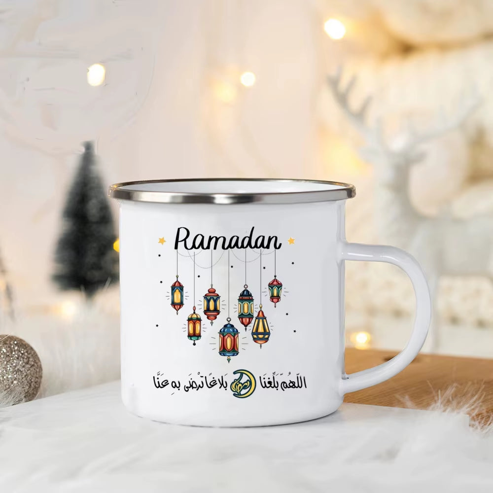 EID Mubarak Enamel Mug Islamic Gift for Her Ramadan Coffee Cups Best Gifts for Celebrating Ramadan and Eid Ramadan Kareem Cup