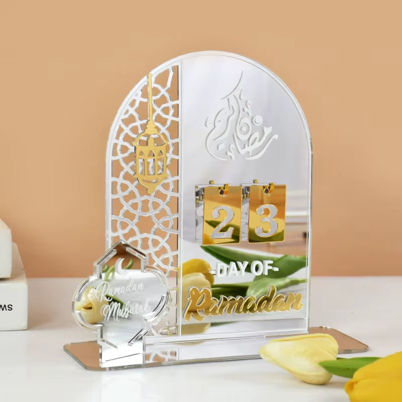Acrylic Ramadan Countdown Calendar Gifts Day of Ramadan Calendar with Replacing Number 2026 Eid Mubarak Home Decoration Ornament