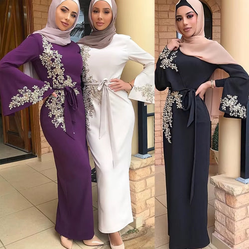 Eid Mubarak Abaya Dubai Turkey Muslim Hijab Dress Kaftan Islam Clothing Abayas Dresses for Women Robe Musulman Femme Vestidos