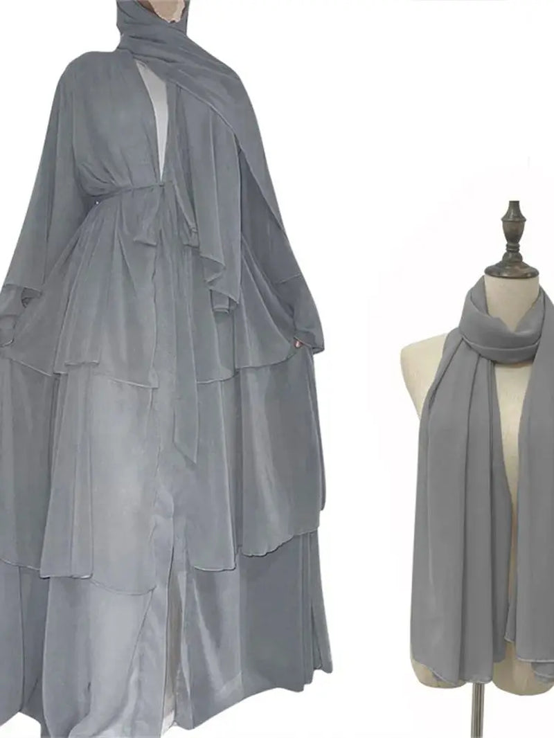 Ramadan Eid Mubarak Chiffon Open Abaya Kimono Dubai Turkey Islam Kaftan Muslim Dress Clothes Abayas for Women Robe Femme Caftan