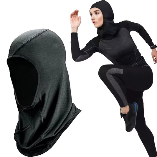 Women'S Sports Hijab Scarf One-Piece Mesh Jersey Muslim Headscarf Islamic Turban Caps Breathable Stretchy Non-Slip Workout Hijab