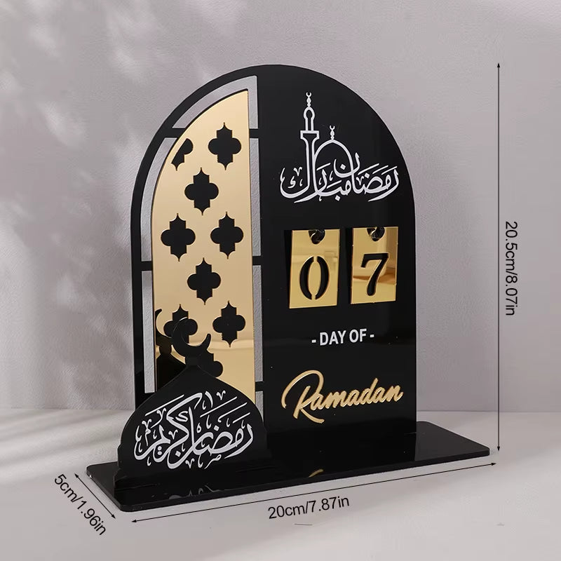Acrylic Ramadan Countdown Calendar Gifts Day of Ramadan Calendar with Replacing Number 2026 Eid Mubarak Home Decoration Ornament