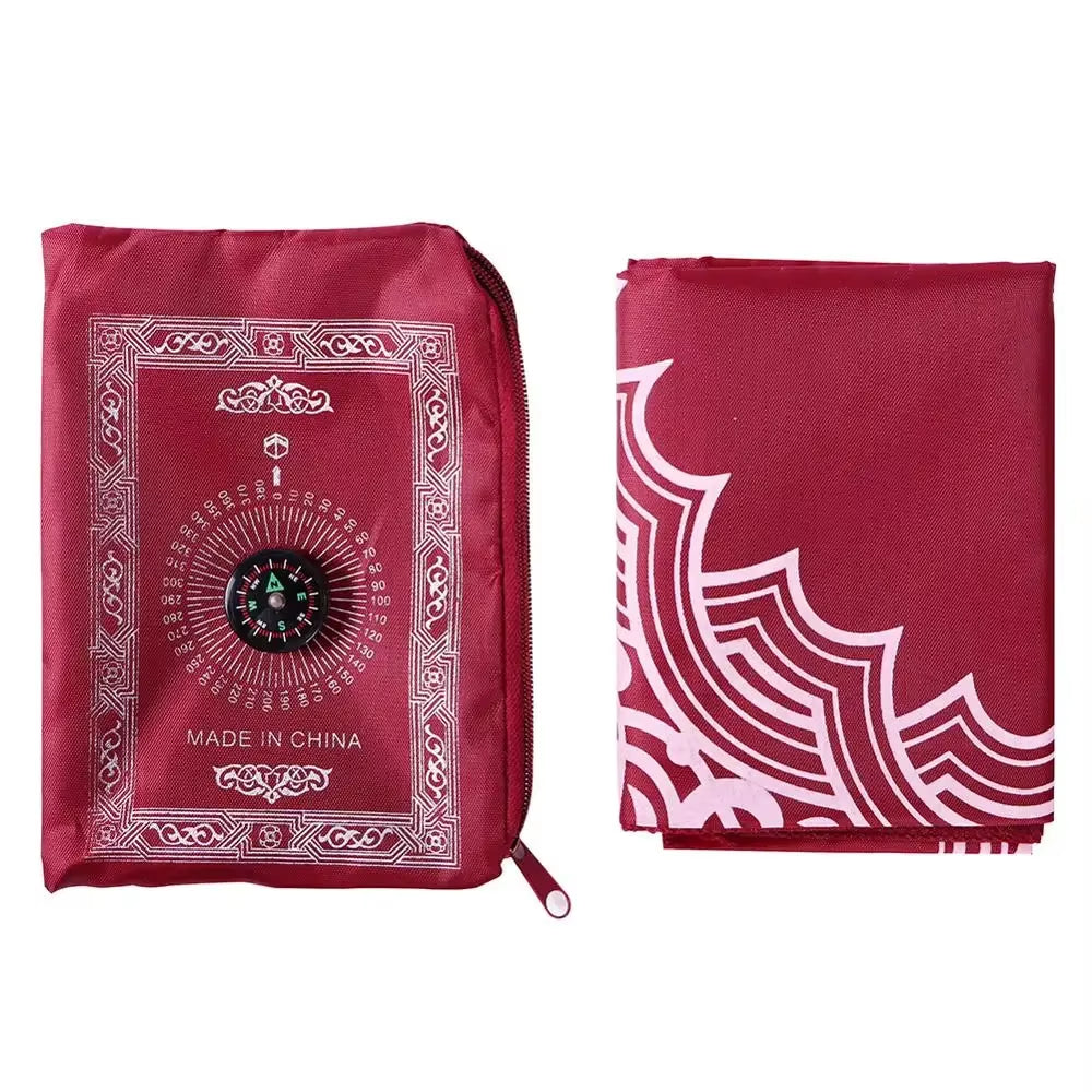 100X60Cm Useful Portable Prayer Rug with Compass Kneeling Poly Mat for Muslim Islam Waterproof Prayer Mat Carpet with Bag