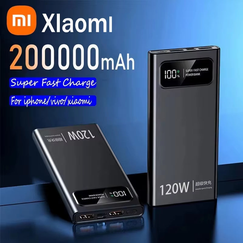 Xiaomi 120W 200000Mah Power Bank Super Fast Charging Battery High Capacity Digital Display Powerbank for Iphone Samsung Huawei