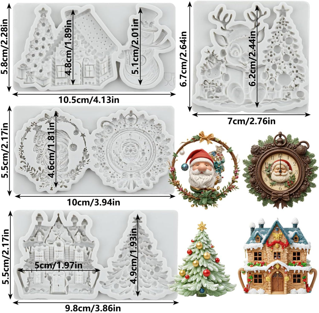 MYPRACS Christmas Fondant Mould Christmas Tree House Silicone Molds Christmas Sn