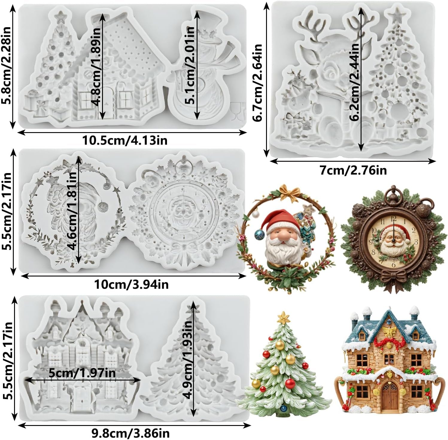 MYPRACS Christmas Fondant Mould Christmas Tree House Silicone Molds Christmas Sn