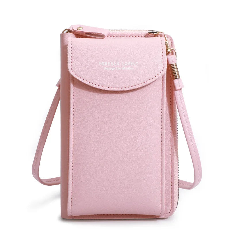 Women'S Wallet Shoulder Mini Leather Bags Straps Mobile Phone Big Card Holders Wallet Handbag Money Pockets Girls Small Bags Sac