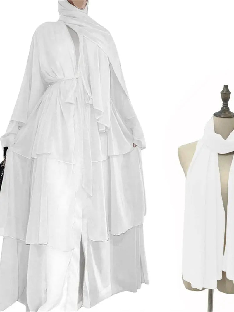 Ramadan Eid Mubarak Chiffon Open Abaya Kimono Dubai Turkey Islam Kaftan Muslim Dress Clothes Abayas for Women Robe Femme Caftan