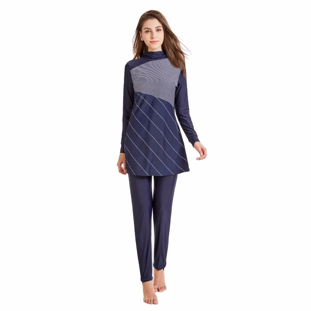 Women Large Size Printed Floral Full Cover Muslim Swimwear Women Islamic Conservative Swimsuit Hijab Beachwear Bathing Suit