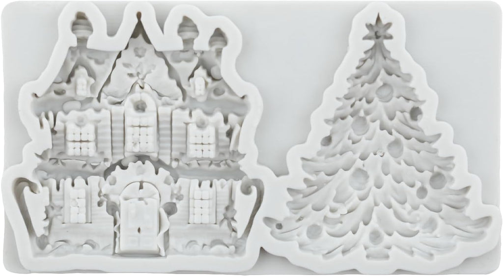 MYPRACS Christmas Fondant Mould Christmas Tree House Silicone Molds Christmas Sn