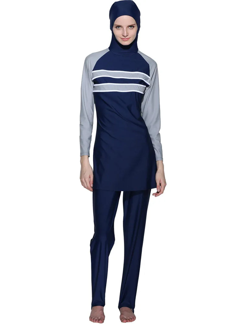 Women Large Size Printed Floral Full Cover Muslim Swimwear Women Islamic Conservative Swimsuit Hijab Beachwear Bathing Suit