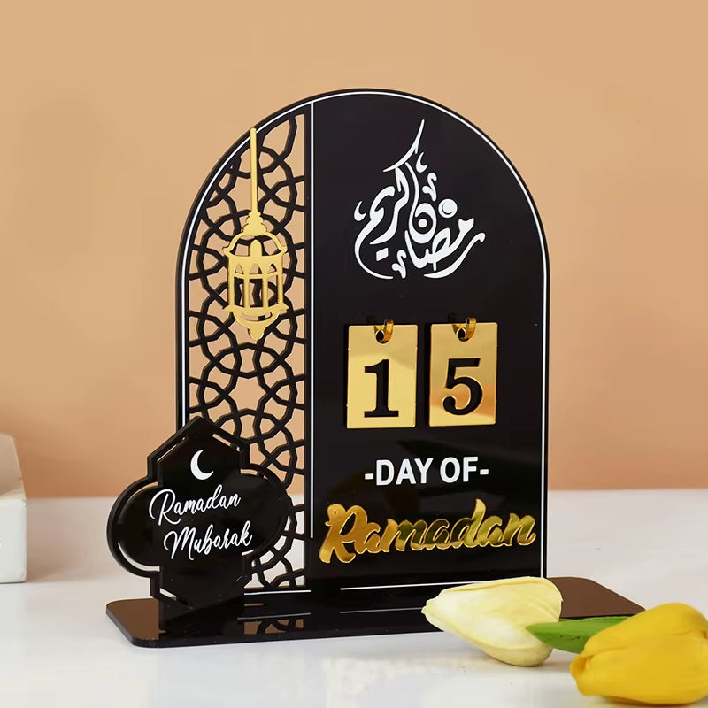 Acrylic Ramadan Countdown Calendar Gifts Day of Ramadan Calendar with Replacing Number 2026 Eid Mubarak Home Decoration Ornament