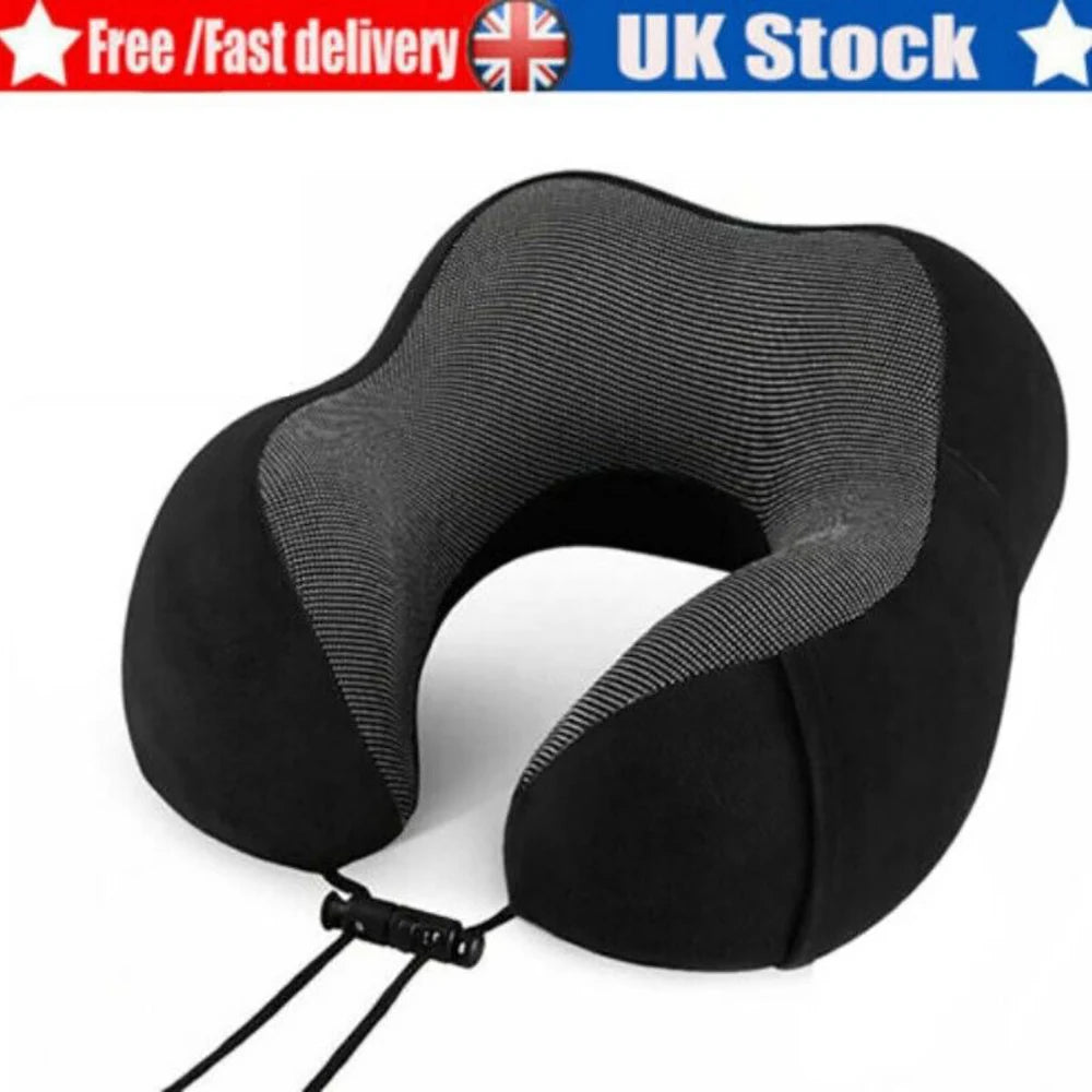 Memory Foam Travel Pillow Neck Support Cushion without Carry Bag Ear Plugs Mask