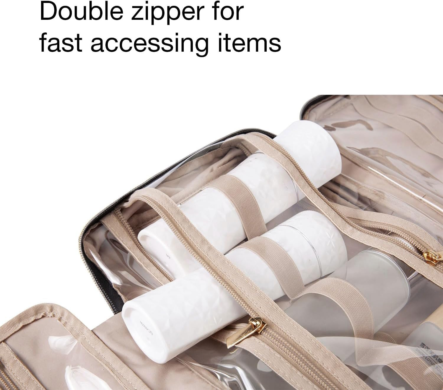 Hanging Toiletry Bag Travel Large Capacity Wash Bag Womens Makeup Cosmetic Bag, Travel Accessories for Full Sized Container (Medium-Pink)