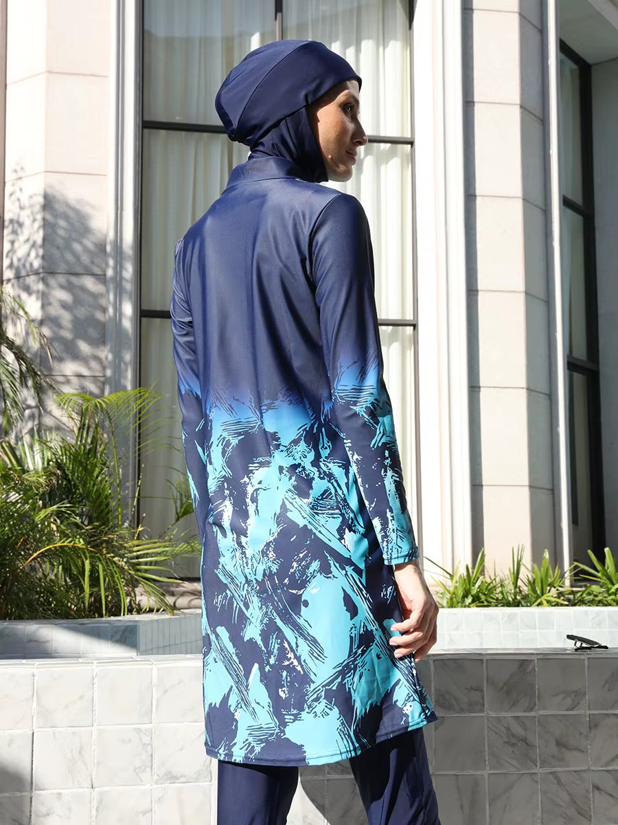 3/4PCS Muslim Burkini Women Femmes Swimming Suit Modest Swimwear Islamic Long Sleeve Full Cover Hijab , Quick Drying, UPF50+
