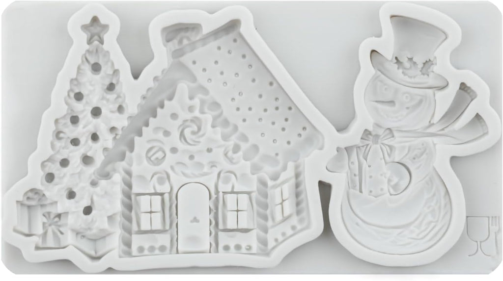 MYPRACS Christmas Fondant Mould Christmas Tree House Silicone Molds Christmas Sn