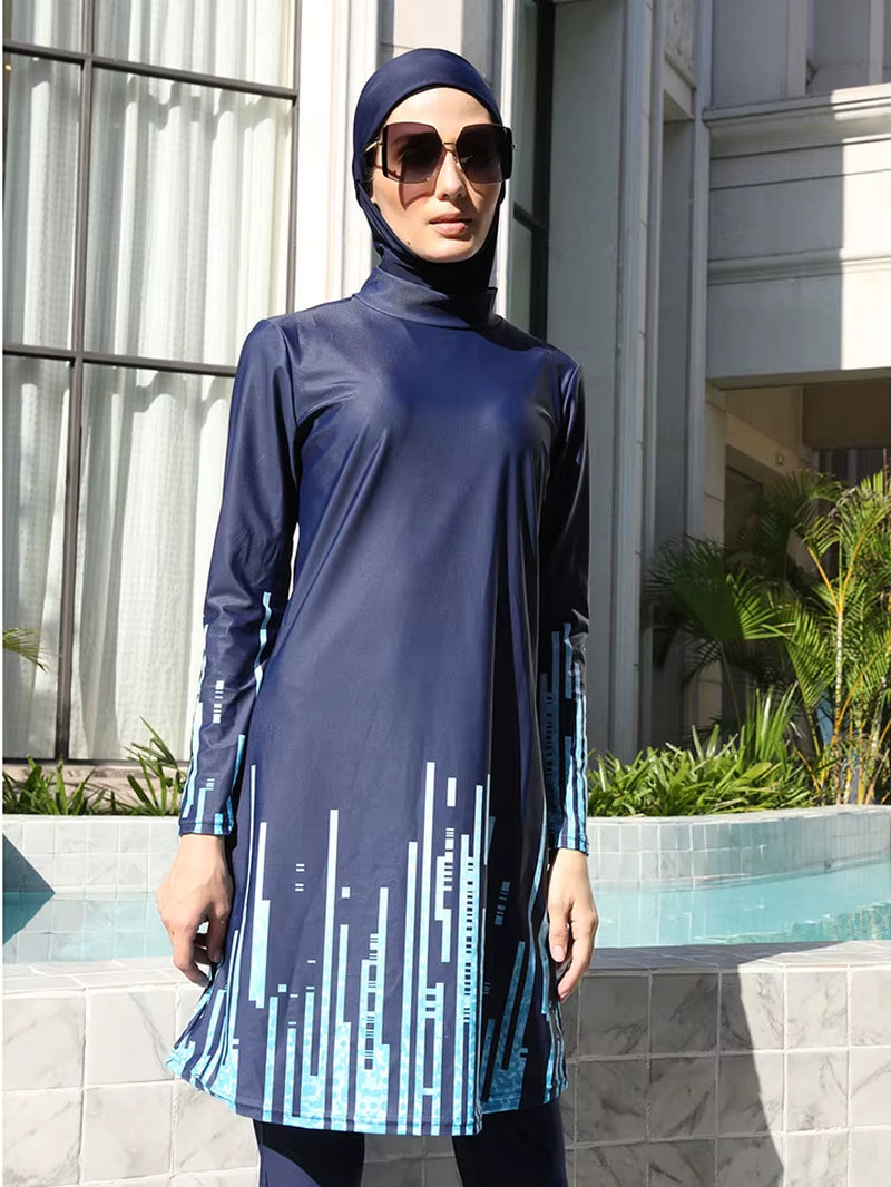 3/4PCS Muslim Burkini Women Femmes Swimming Suit Modest Swimwear Islamic Long Sleeve Full Cover Hijab , Quick Drying, UPF50+
