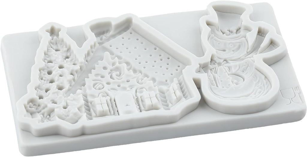 MYPRACS Christmas Fondant Mould Christmas Tree House Silicone Molds Christmas Sn