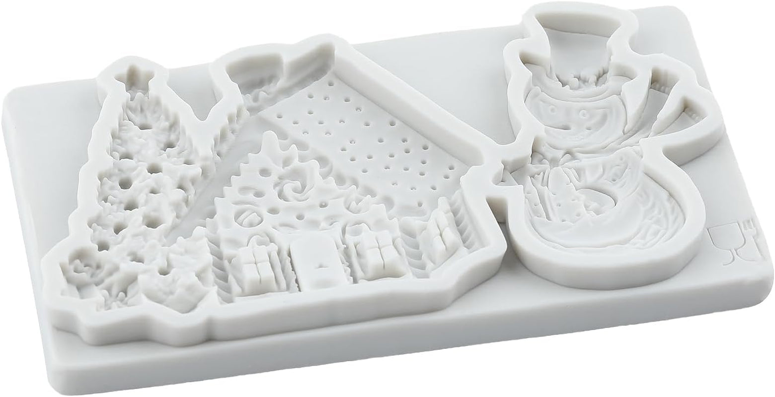 MYPRACS Christmas Fondant Mould Christmas Tree House Silicone Molds Christmas Sn