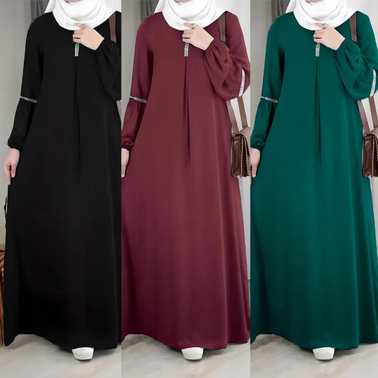 Abaya Middle East Fashion Long-Sleeved Abaya Dress Casual Sequin Sun Skirt Costume