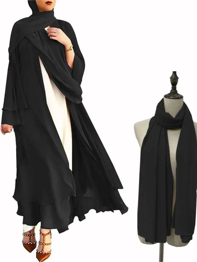 Ramadan Eid Mubarak Chiffon Open Abaya Kimono Dubai Turkey Islam Kaftan Muslim Dress Clothes Abayas for Women Robe Femme Caftan
