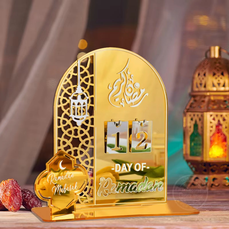 Acrylic Ramadan Countdown Calendar Gifts Day of Ramadan Calendar with Replacing Number 2026 Eid Mubarak Home Decoration Ornament