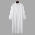 Muslim Men Jubba Thobe Long Sleeve Solid Color Breathable Robes 2023 Stand Collar Islamic Arabic Kaftan Men Abaya S-5XL