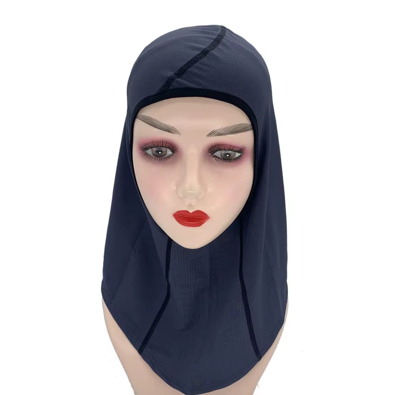 Women'S Sports Hijab Scarf One-Piece Mesh Jersey Muslim Headscarf Islamic Turban Caps Breathable Stretchy Non-Slip Workout Hijab