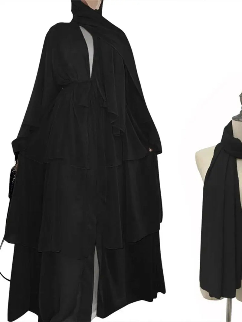 Ramadan Eid Mubarak Chiffon Open Abaya Kimono Dubai Turkey Islam Kaftan Muslim Dress Clothes Abayas for Women Robe Femme Caftan