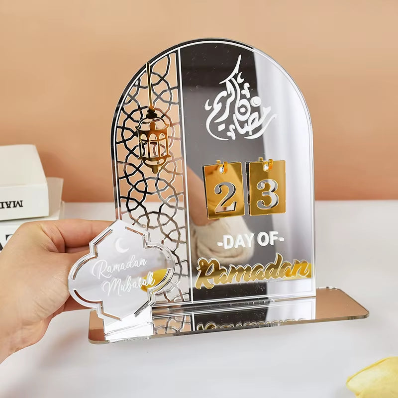 Acrylic Ramadan Countdown Calendar Gifts Day of Ramadan Calendar with Replacing Number 2026 Eid Mubarak Home Decoration Ornament