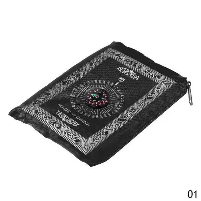 100X60Cm Useful Portable Prayer Rug with Compass Kneeling Poly Mat for Muslim Islam Waterproof Prayer Mat Carpet with Bag