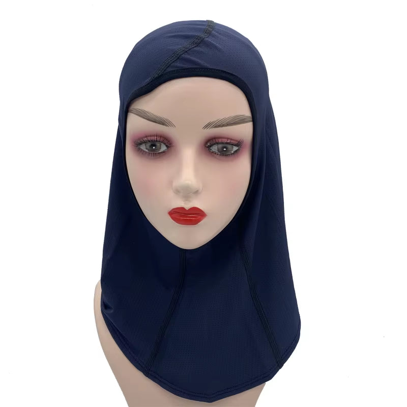 Women'S Sports Hijab Scarf One-Piece Mesh Jersey Muslim Headscarf Islamic Turban Caps Breathable Stretchy Non-Slip Workout Hijab