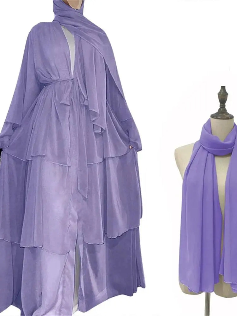 Ramadan Eid Mubarak Chiffon Open Abaya Kimono Dubai Turkey Islam Kaftan Muslim Dress Clothes Abayas for Women Robe Femme Caftan