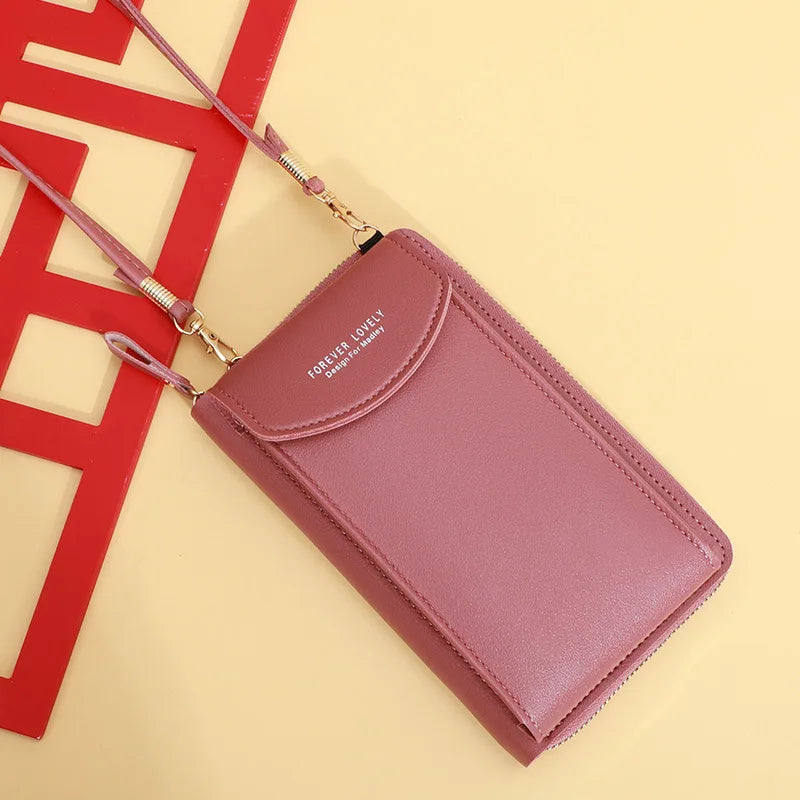 Women'S Wallet Shoulder Mini Leather Bags Straps Mobile Phone Big Card Holders Wallet Handbag Money Pockets Girls Small Bags Sac