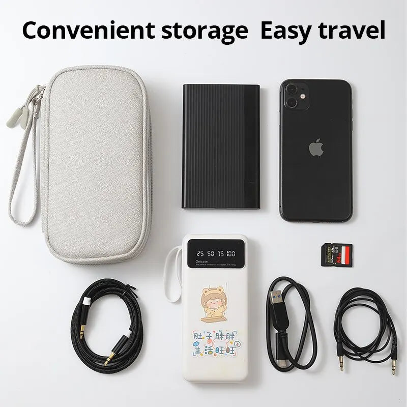 1Pc Pink/Grey/Black/Navy Travel Portable Digital Product Storage Bag USB Data Cable Organizer Headset Charging Treasure Box Bag